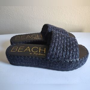 Beach By Matisse Ebony Black Jute Del Mar Platform Slide Sandals Sz 9 Vacation